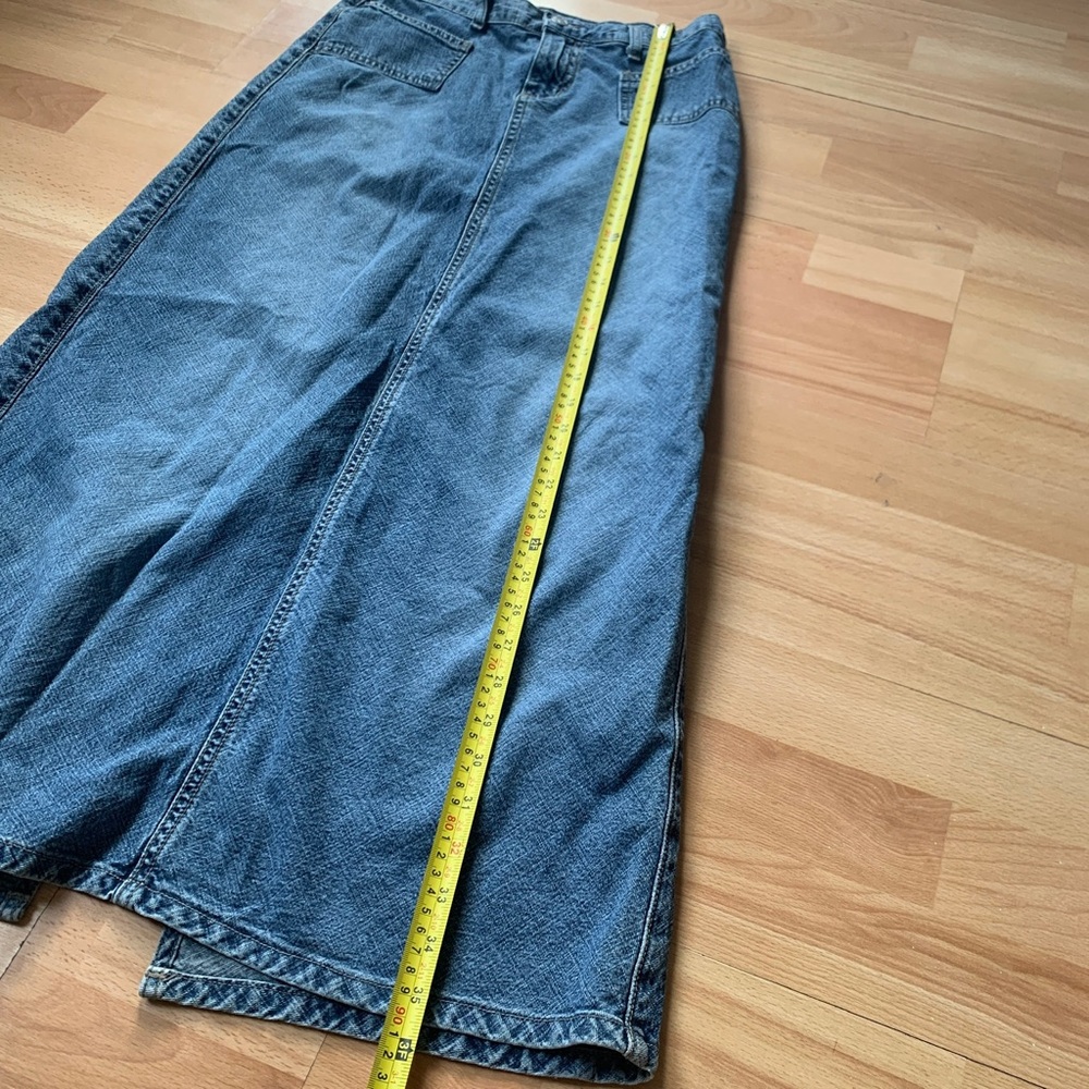 Low waisted Denim maxi Skirt with slit a line cut super flattering US 3/4 S XS - Picture 7 of 9